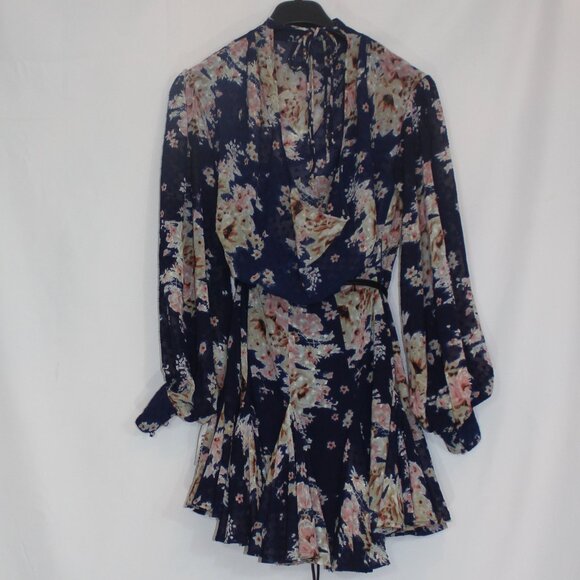 ASOS DESIGN Curve high neck pleated jacquard mini dress with godet detail Sz 4 - Picture 4 of 9